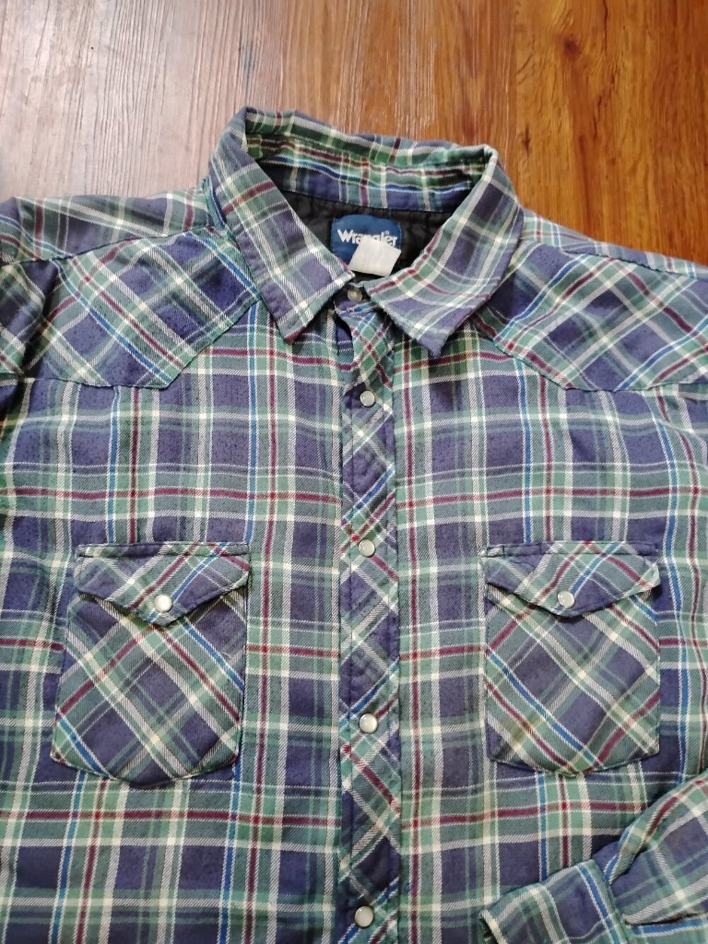 Vintage Wrangler Lined Plaid Western Pearl Snap Shirt Jacket